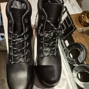 Black Boots with White Accents